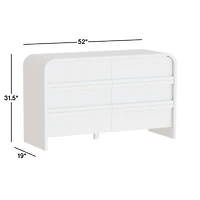 Mira 52" Natural Oak Wood Wide 6-Drawer Kids Dresser