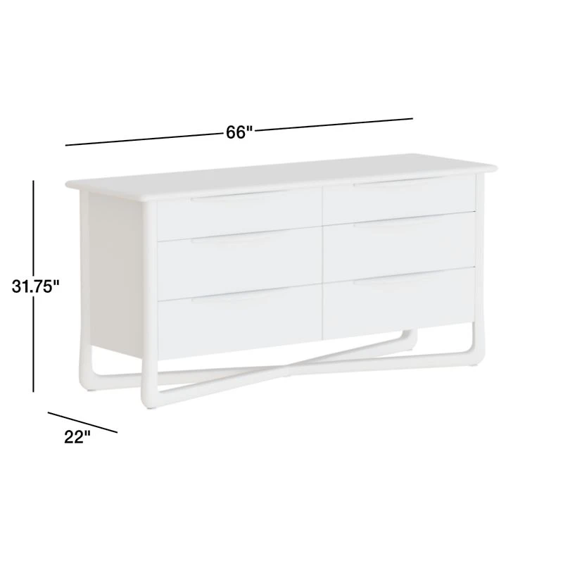 Alrik 66" Brown Oak Wood 6-Drawer Dresser