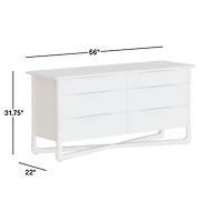 Alrik 66" Brown Oak Wood 6-Drawer Dresser