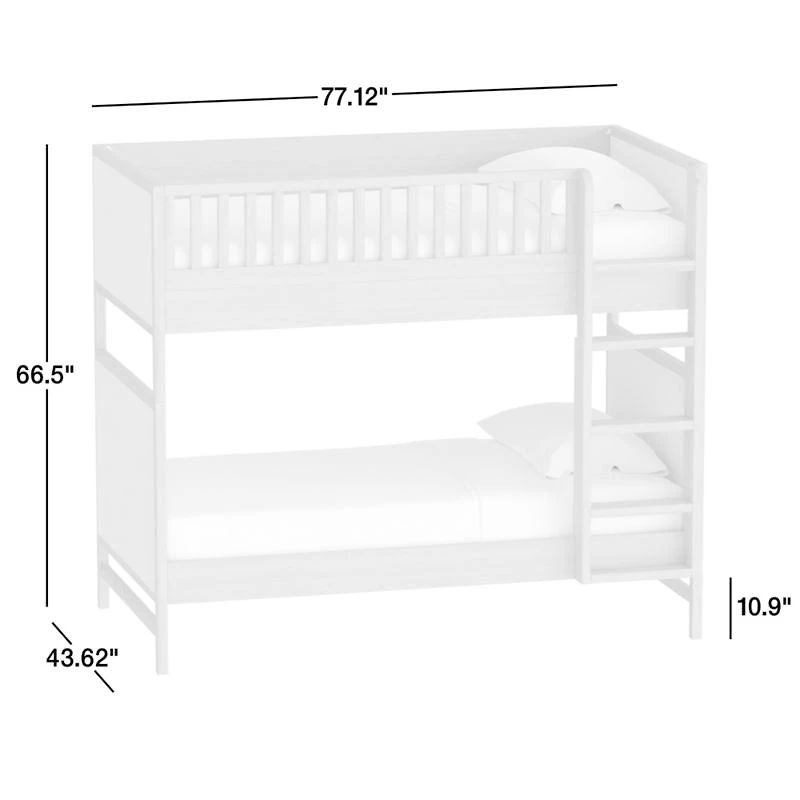 Beau Barley Brown Wood and Upholstered Kids Bunk Bed