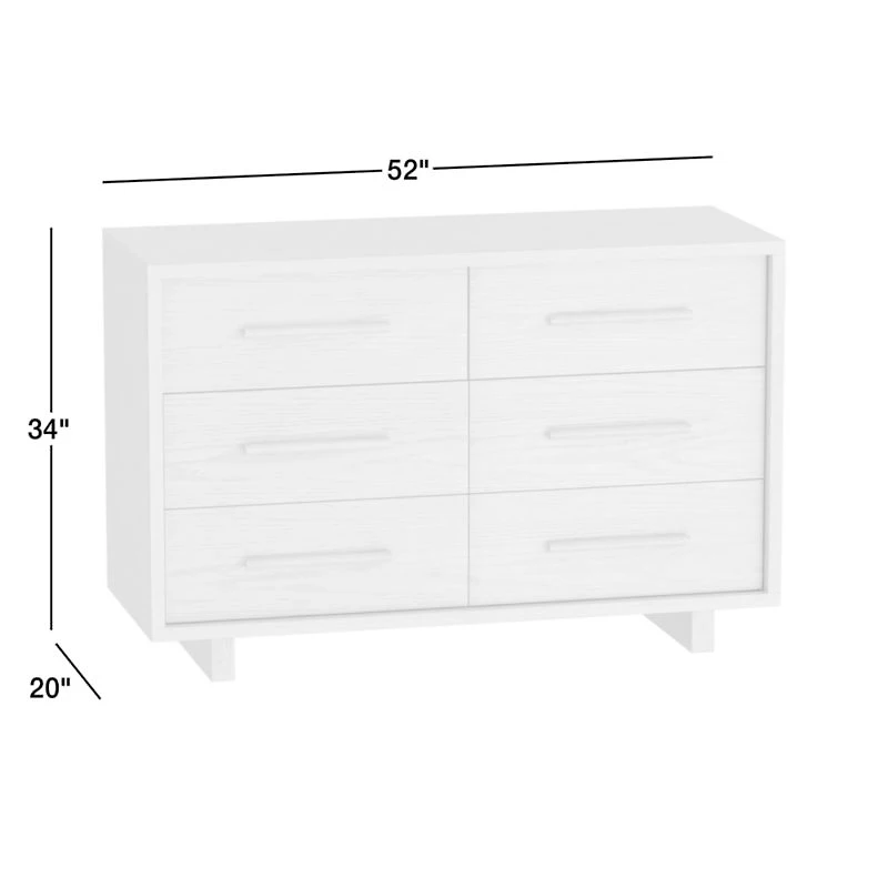 Grayson 52" Barley Brown Wood Wide 6-Drawer Kids Dresser