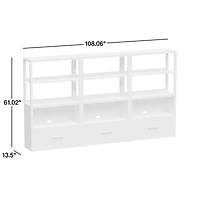 Ever Simple Set of 3 Modular Slate Blue Wood Kids Drawer Bookcases with Hutches