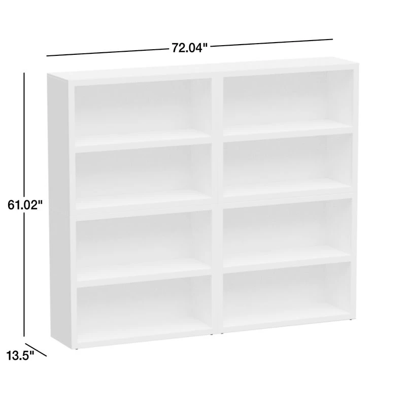 Ever Simple Set of 2 Modular White Wood Kids Open Bookcases