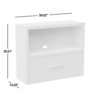 Ever Simple Modular Slate Blue Wood Kids Bookcase with Drawer