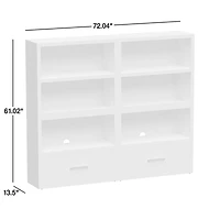 Ever Simple Set of 2 Modular Slate Blue Wood Kids Open Bookcases with Drawers