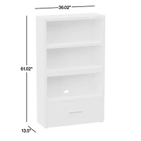 Ever Simple Modular Slate Blue Wood Kids Open Bookcase with Drawer