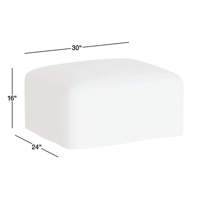 Piper Cream Slipcover Nursery Ottoman with Wood Base