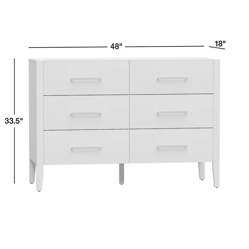 Ever Simple Flax Brown Wood 6-Drawer Kids Dresser