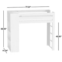 Grayson Natural Brown Oak Wood Kids Storage Loft Bed with Built-In Ladder