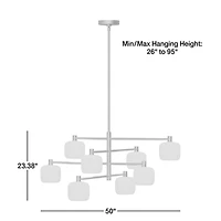 Colombe Burnished Brass and Glass Chandelier Light 50"