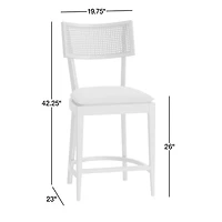 Libby Light Brown Wood and Natural Cane Counter Stool