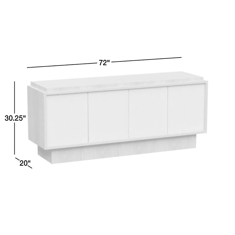 Panache 72" Cerused Natural Oak Wood Media Console with Textured Doors