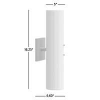 Soleil Fluted Glass 2-Light Wall Sconce Set of 2