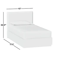Noa Grey Upholstered Flange Kids Twin Bed with Natural Wood Storage Base