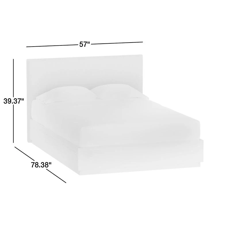 Noa Upholstered Flange Kids Full Bed with Natural Wood Storage Base