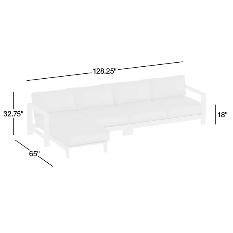 Anguilla Teak -Piece Left-Arm Chaise Outdoor Sectional Sofa with Black Cushions