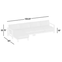 Anguilla Teak -Piece Left-Arm Chaise Outdoor Sectional Sofa with Black Cushions