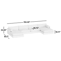 Unwind Modular 4-Piece Slipcovered Double-Chaise Sectional Sofa