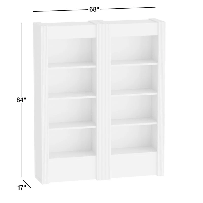Siena 68" Black Wood 4-Shelf Storage Bookcase with Drawer, Set of 2