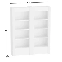 Siena 68" Black Wood 4-Shelf Storage Bookcase with Drawer, Set of 2