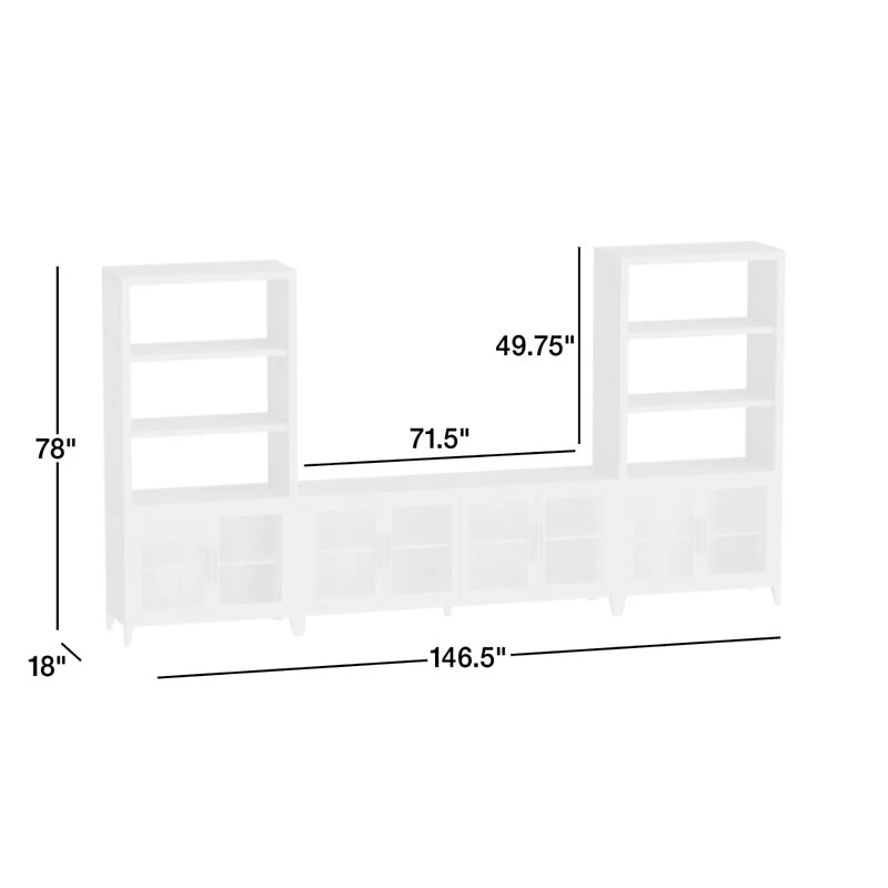 Clairemont 147" Natural Wood Storage Media Console Set