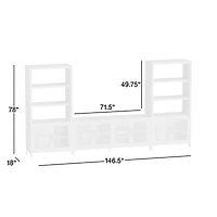 Clairemont 147" Natural Wood Storage Media Console Set