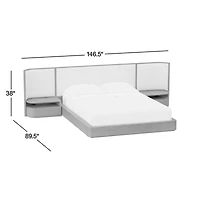 Milano Natural Walnut Wood Upholstered King Bed with Nightstands