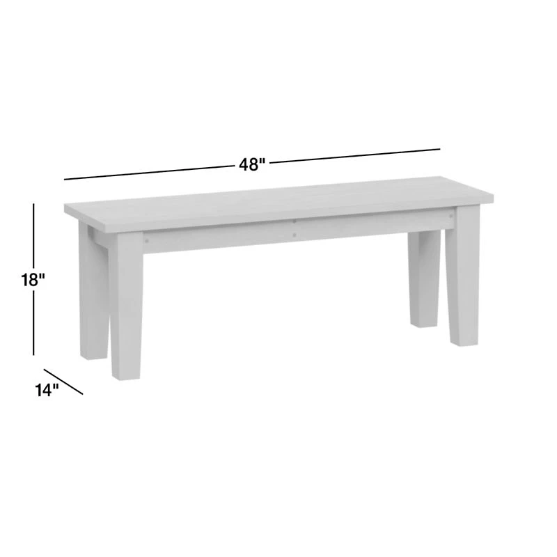 Basque 48" Charcoal Grey Wood Dining Bench