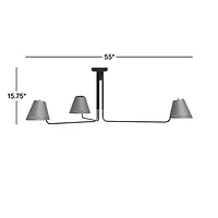 Jensen Black Metal Semi-Flushmount Light 55"