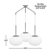 Moon Brass and Glass 3-Light Chandelier 37.5"