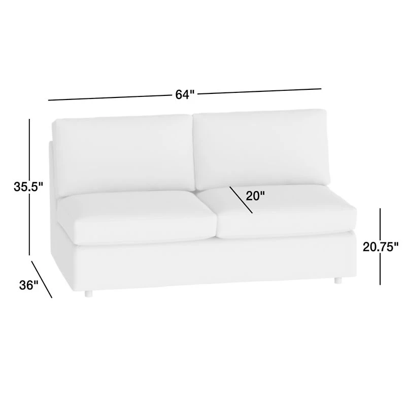 Barrett II Armless Loveseat Sectional Piece