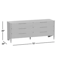 Casa 72" Black Oak Wood 6-Drawer Dresser