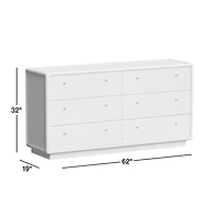 Lafayette 62" Whitewashed Wood 6-Drawer Dresser