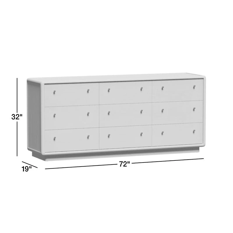 Lafayette 72" Walnut Wood 9-Drawer Dresser