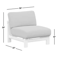 Anguilla Teak Armless Outdoor Lounge Chair with Black Cushions
