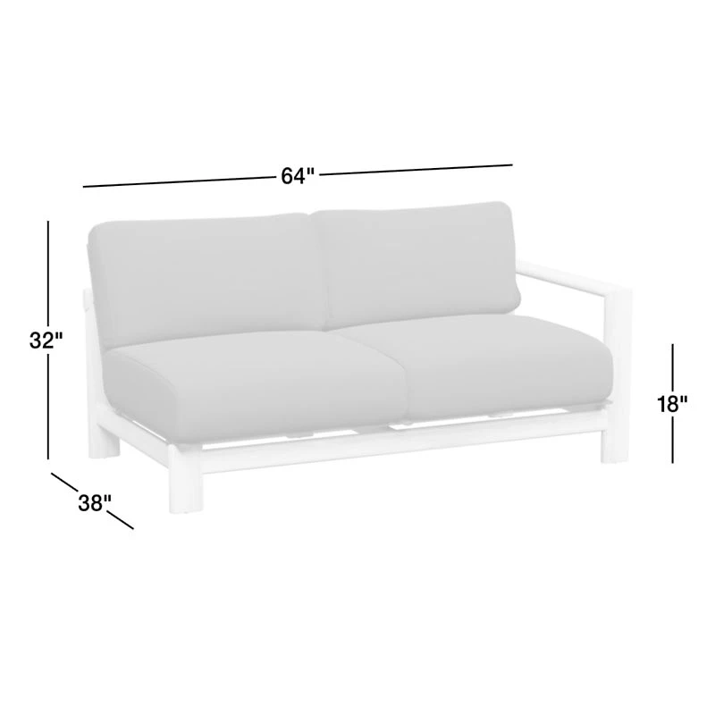 Anguilla 64" Teak Right-Arm Outdoor Sofa with Black Cushions
