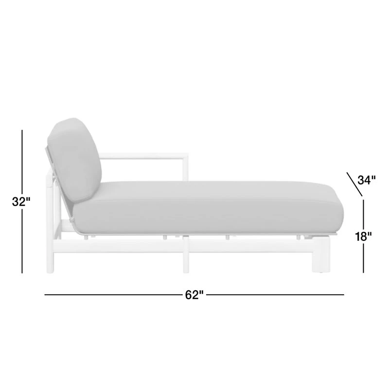 Anguilla Teak Right-Arm Outdoor Chaise Lounge with Black Cushions