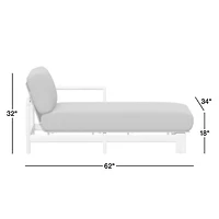 Anguilla Teak Right-Arm Outdoor Chaise Lounge with Black Cushions
