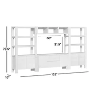 Terra Natural White Oak Wood Storage Media Console with 2 Bookcases