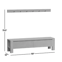 Terra Natural White Oak Wood 2-Piece Entryway Set with Bench