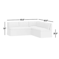 Belmar Grey L-Shaped Double Loveseat Dining Banquette
