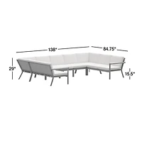 Alfresco Metal -Piece U-Shaped Outdoor Sectional Sofa with Silver Sunbrella® Cushions