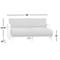 Anguilla 68" Teak 2-Piece Outdoor Daybed Sectional Sofa with Black Cushions