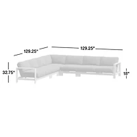Anguilla Teak 5-Piece L-Shaped Outdoor Sectional Sofa with Black Cushions