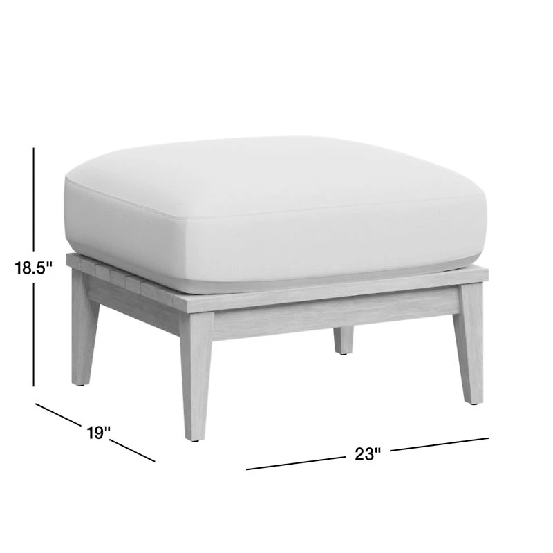 Andorra Weathered Grey Wood Outdoor Ottoman with Sand Cushion