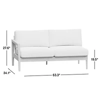 Andorra 63" Weathered Grey Wood Left-Arm Outdoor Sofa with Sand Cushions