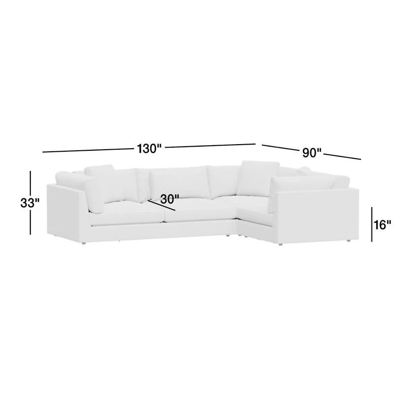 Monterey Modular 3-Piece L-Shaped Sectional Sofa