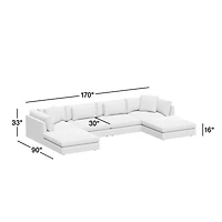 Monterey Modular 4-Piece U-Shaped Sectional Sofa with Double Ottoman