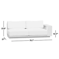 Mallorca 76" Wood Right-Arm Outdoor Sofa with Ivory Cushions