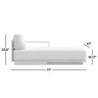 Mallorca Wood Right-Arm Outdoor Chaise Lounge with Ivory Cushions